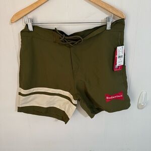PacSun Cream and Green Swim Board Shorts Budweiser Collab